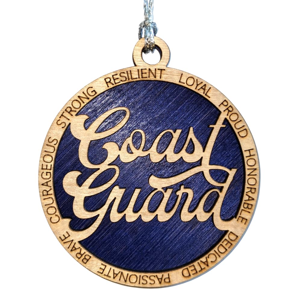 3" Coast Guard Script Ornament, Solid Blue