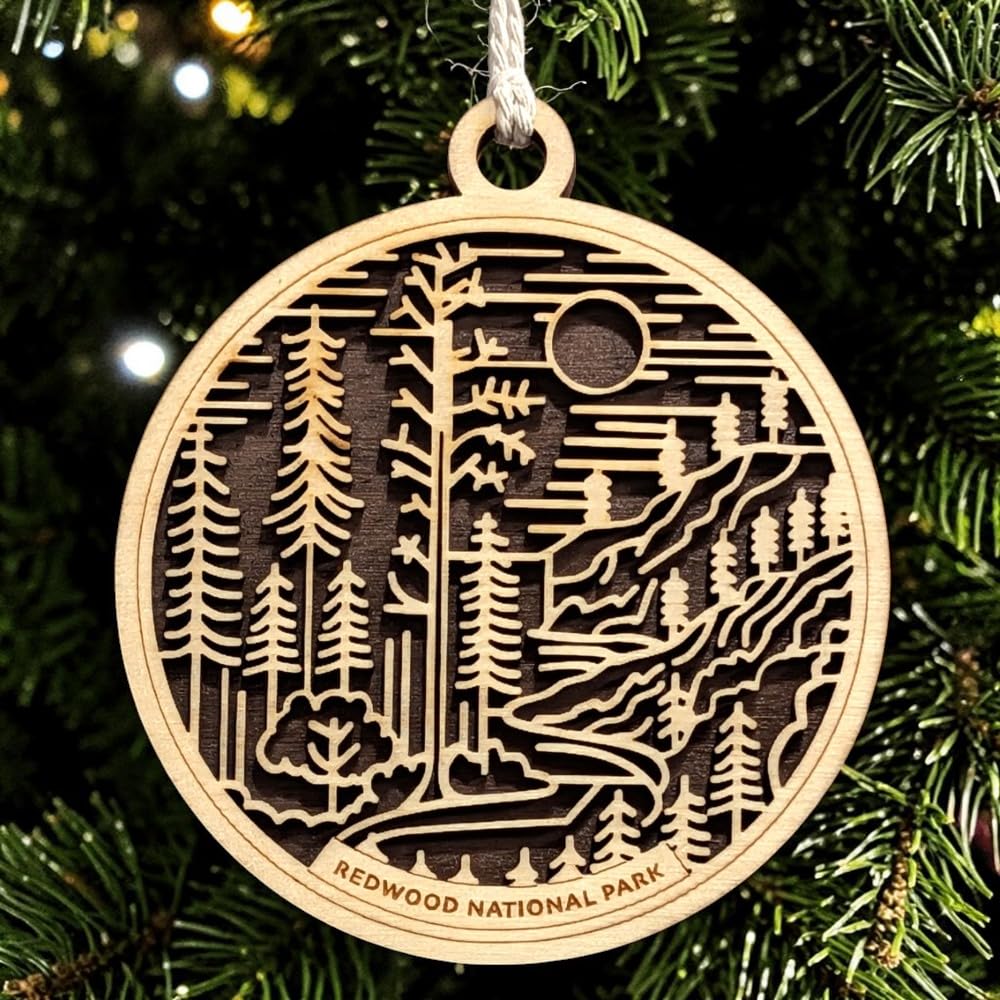 Redwood National Park 3.5" Wood Christmas Ornament