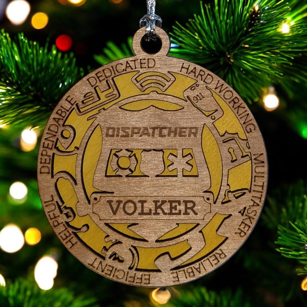 Personalized 3" 911 Dispatcher Wood Ornament - Solid Backing