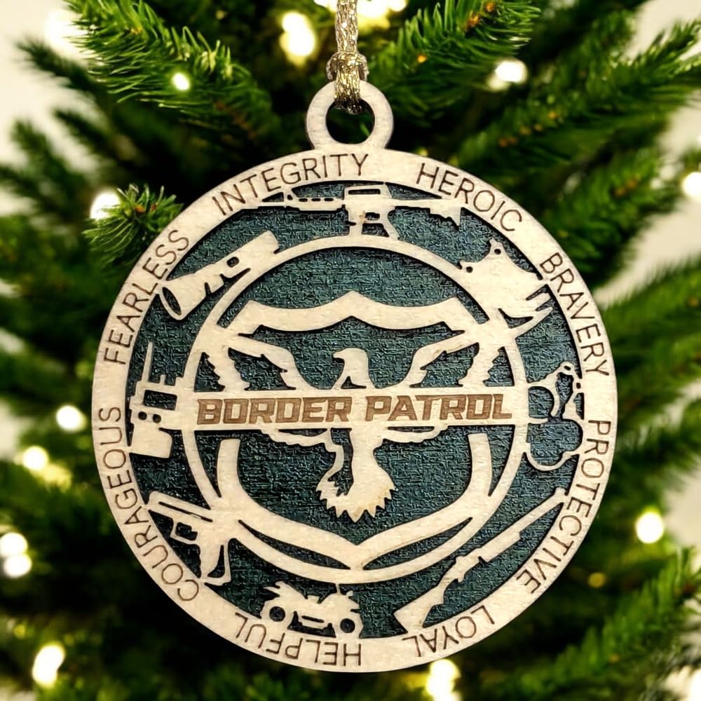 3" Border Patrol Wood Ornament - Solid Backing