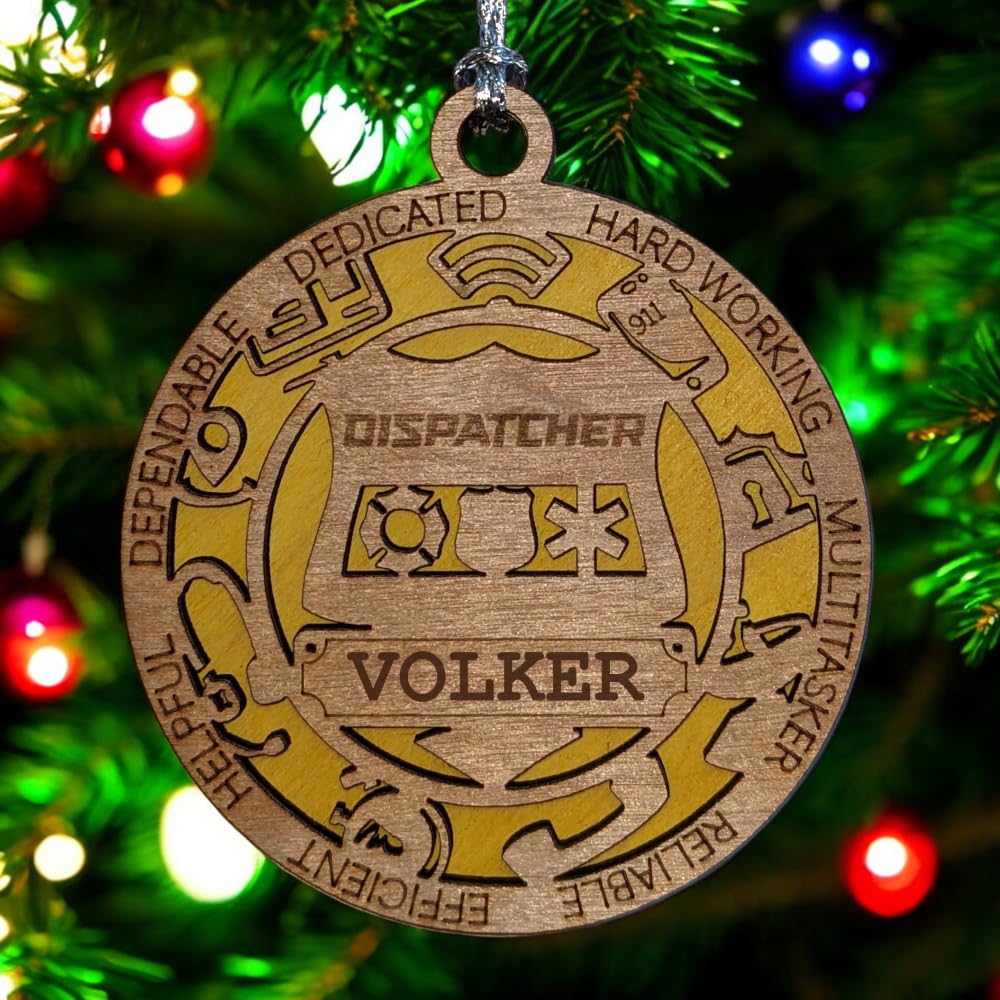 Personalized 3" 911 Dispatcher Wood Ornament - Solid Backing
