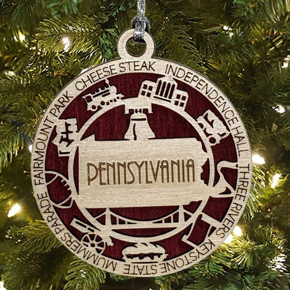 3" Pennsylvania Pride Christmas Ornament, Wood