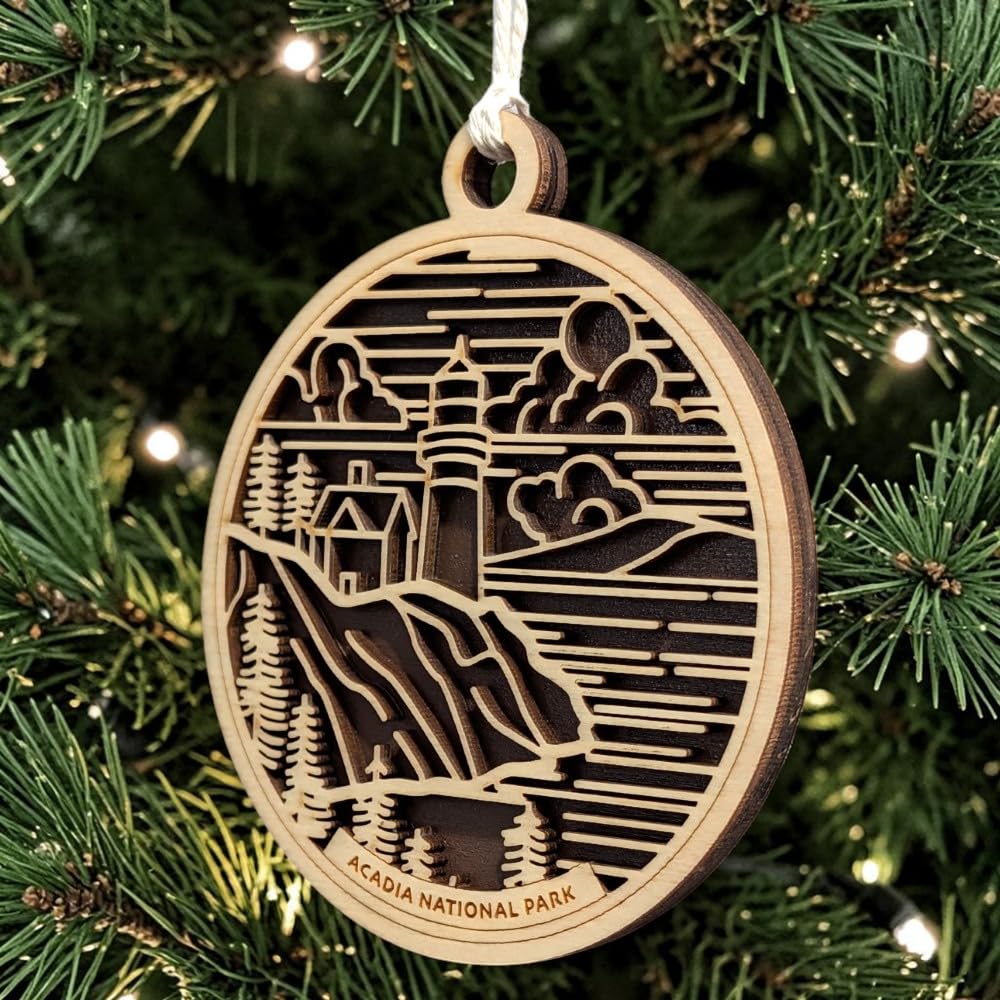 Acadia National Park 3.5" Wood Christmas Ornament / Car Charm