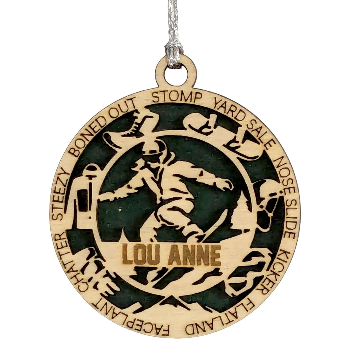 Handmade 3" Custom Female Snowboarder Gear Ornament