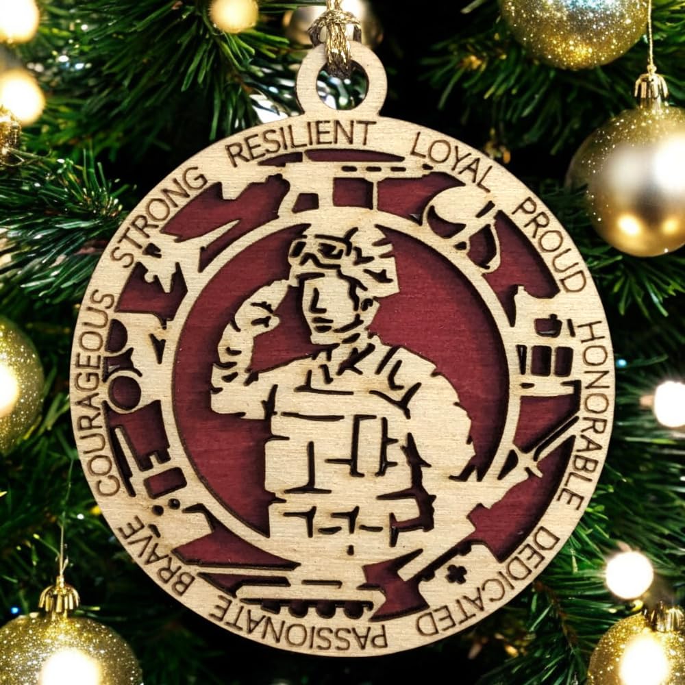 3" Marines Inspired Male Soldier Ornament, Field, Icons