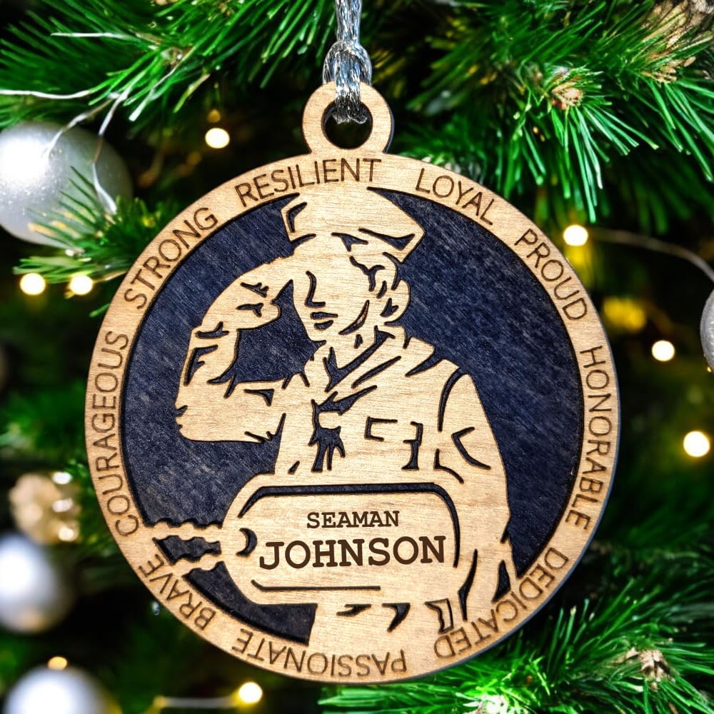 3" Navy Female Sailor Ornament, Field Uniform, Dog Tag
