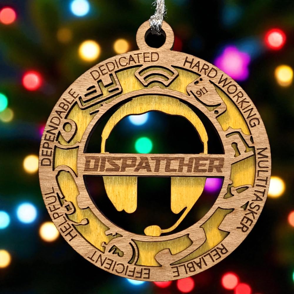 3" 911 Dispatcher Wood Ornament - Cut Layer