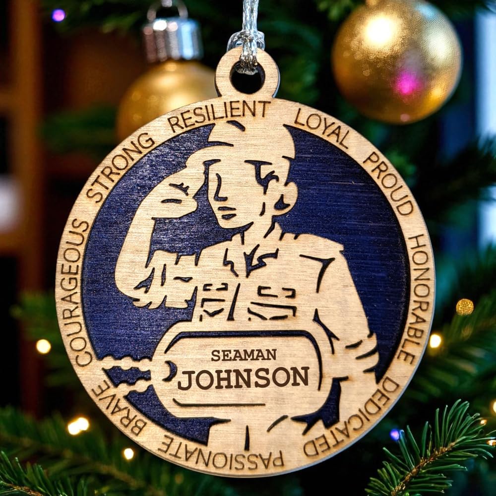 3" Coast Guard Female Sailor Ornament, Field Uniform, Dog Tag