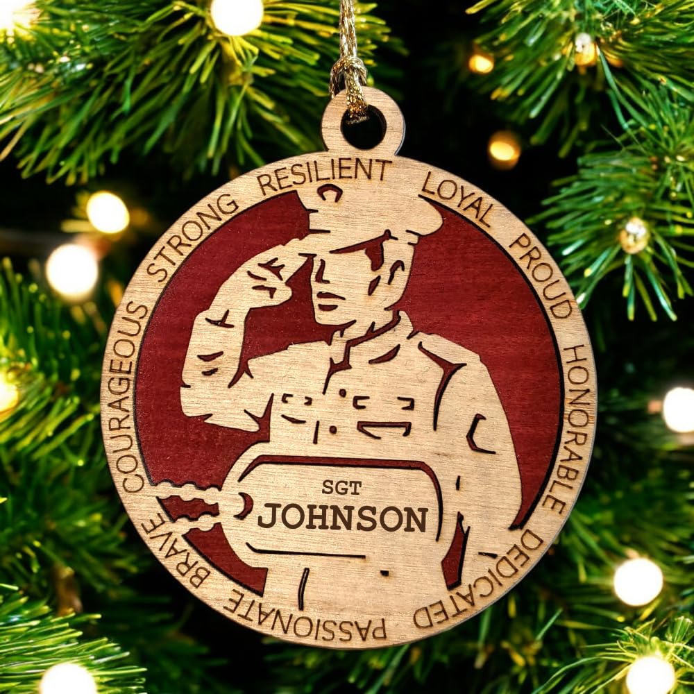 3" Marines Inspired Male Soldier Ornament, Formal, Dog Tag