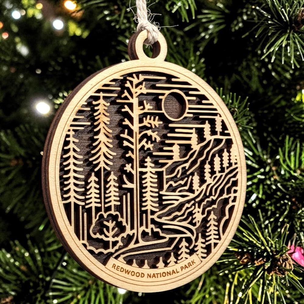 Redwood National Park 3.5" Wood Christmas Ornament