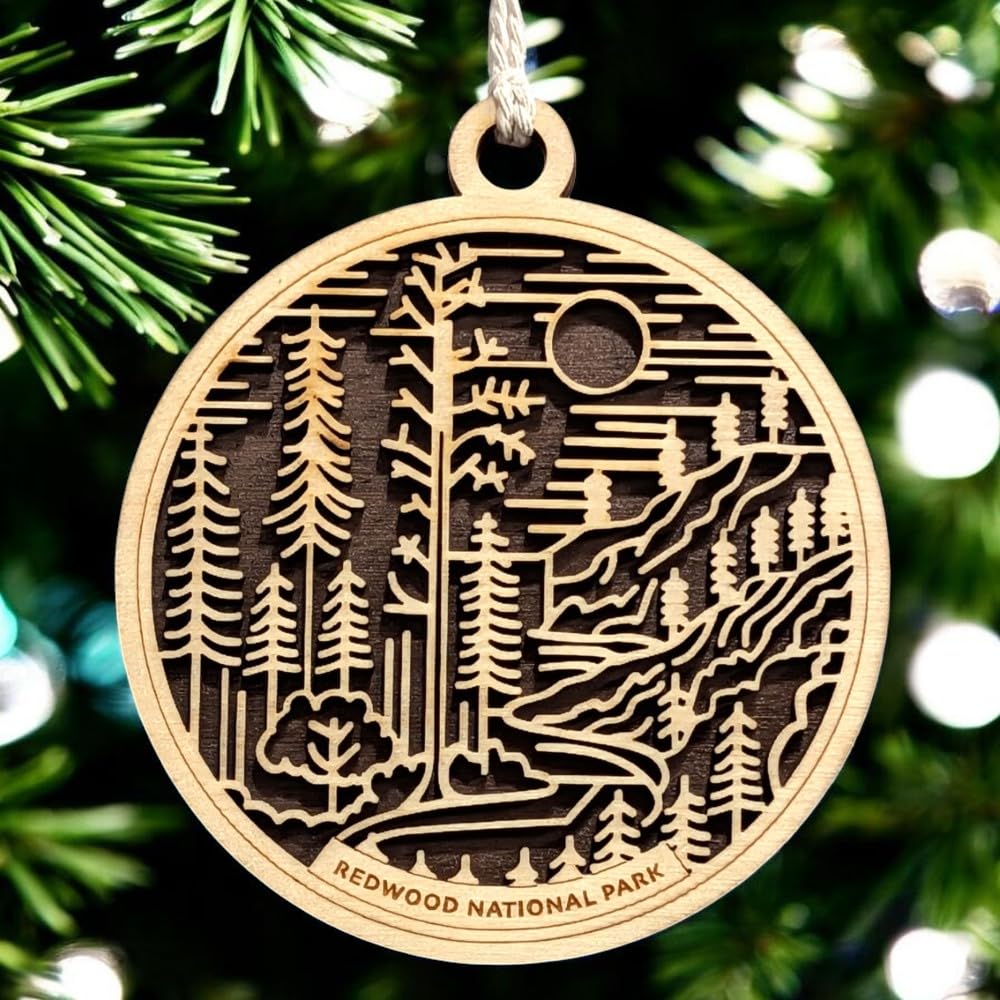 Redwood National Park 3.5" Wood Christmas Ornament
