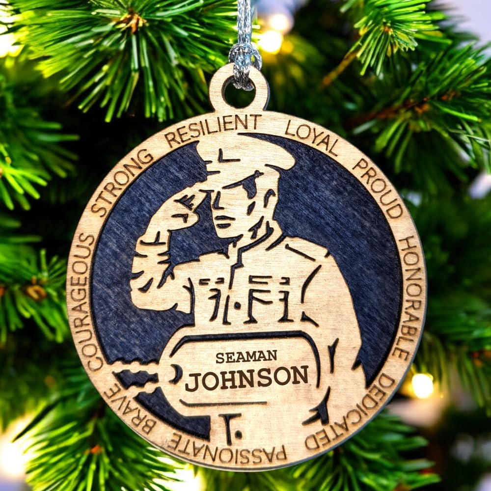 3" Navy Male Sailor Ornament, Formal Uniform, Dog Tag