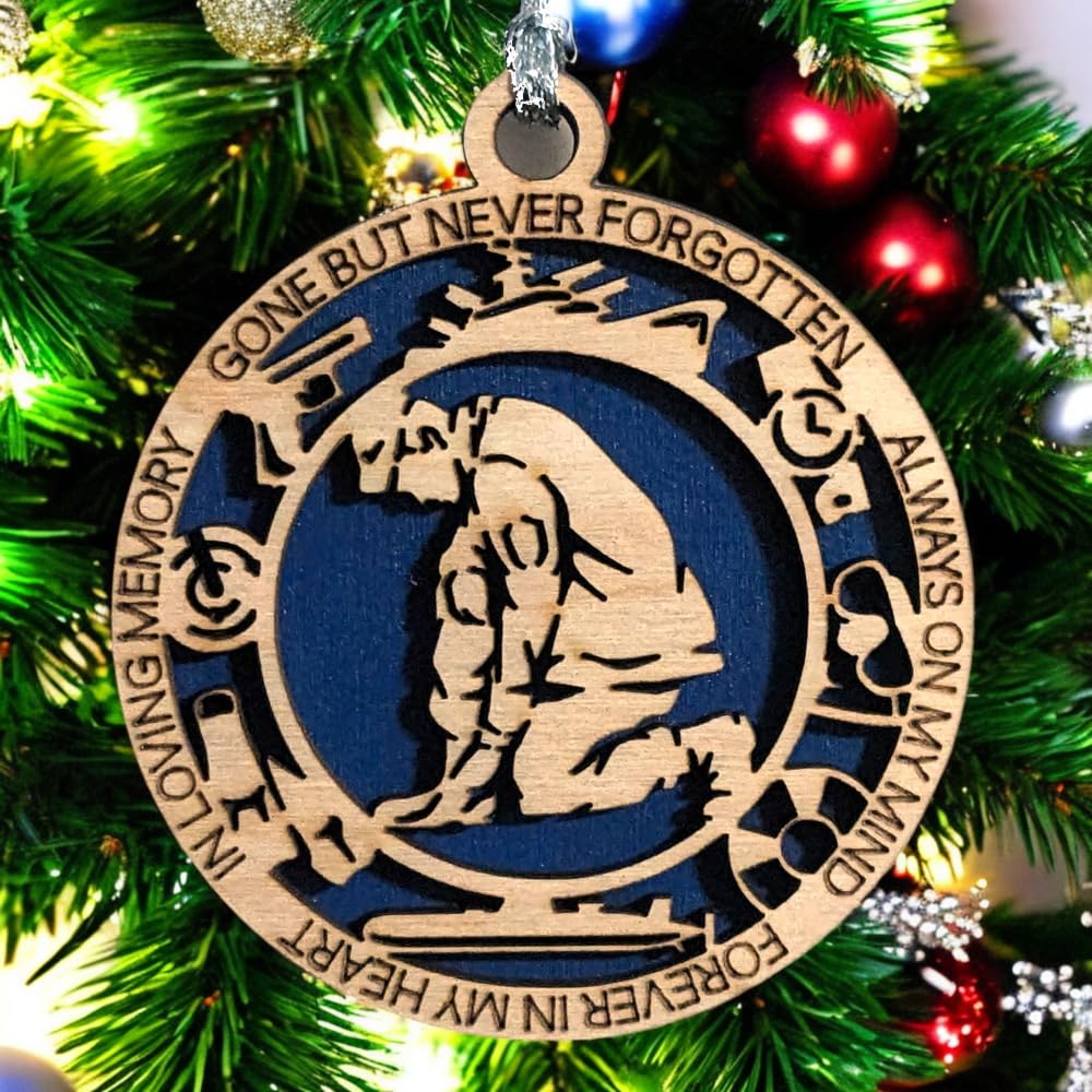 3" Navy Memorial Ornament, Kneeling Soldier, Icons