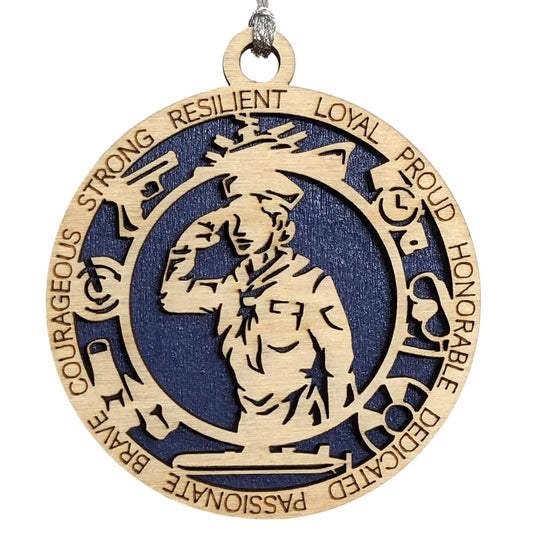 3" Navy Female Sailor Ornament, Field Uniform, Icons