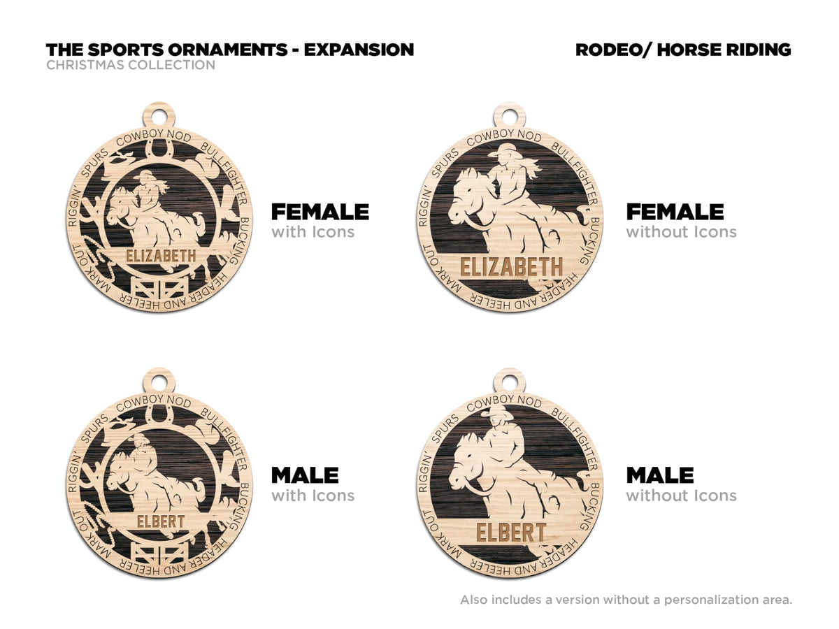 Personalized 3" Male Rodeo Christmas Ornament