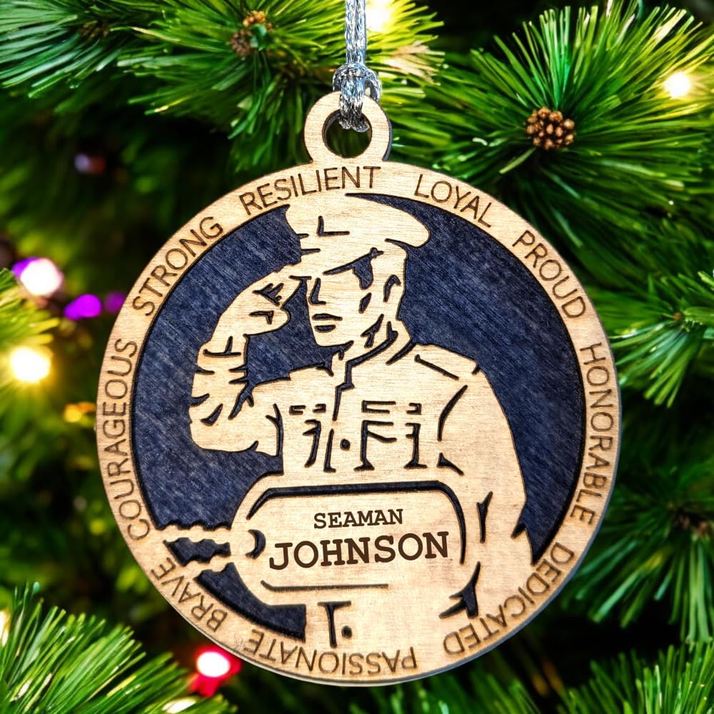 3" Navy Male Sailor Ornament, Formal Uniform, Dog Tag