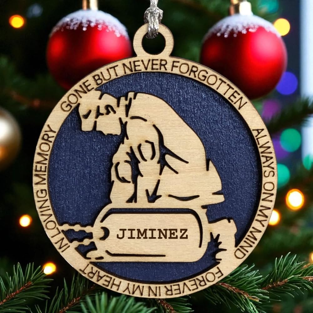 3" Coast Guard Memorial Ornament, Kneeling Soldier, Dog Tag