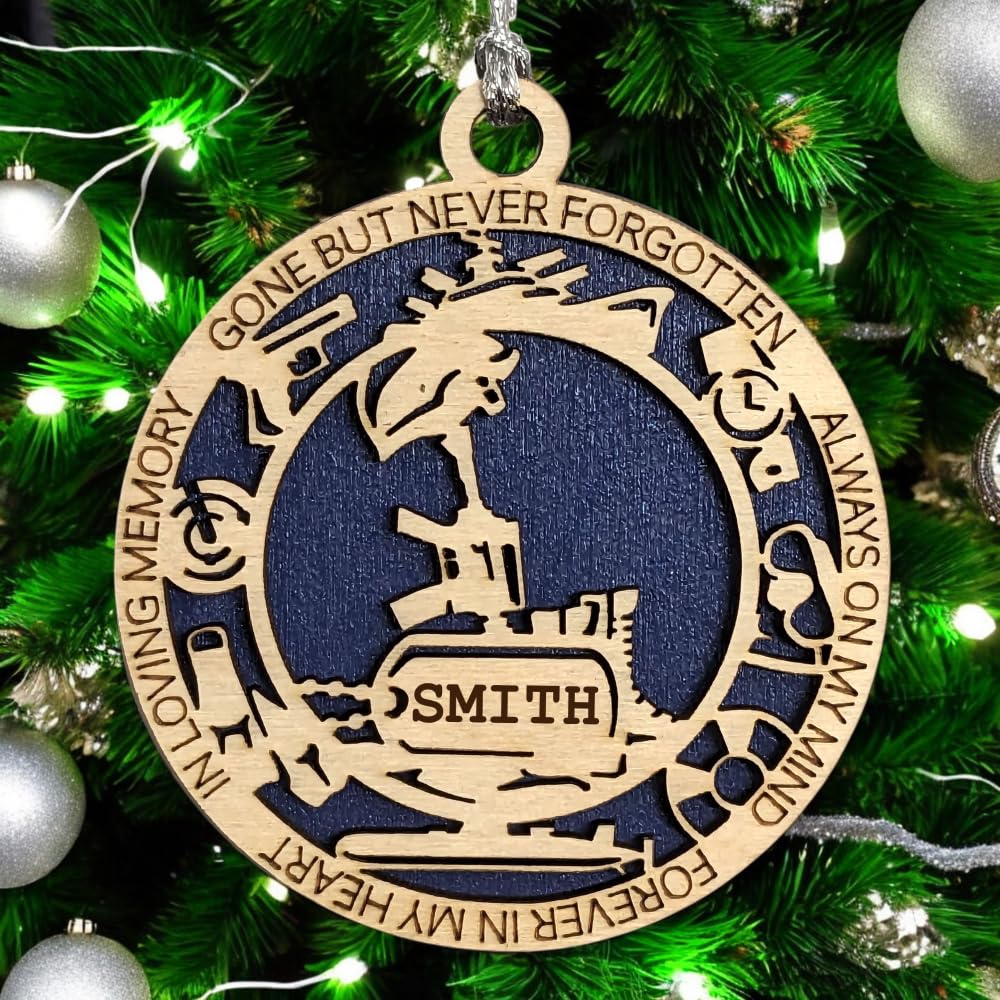 3" Navy Memorial Ornament, Cross, Icons, Dog Tag