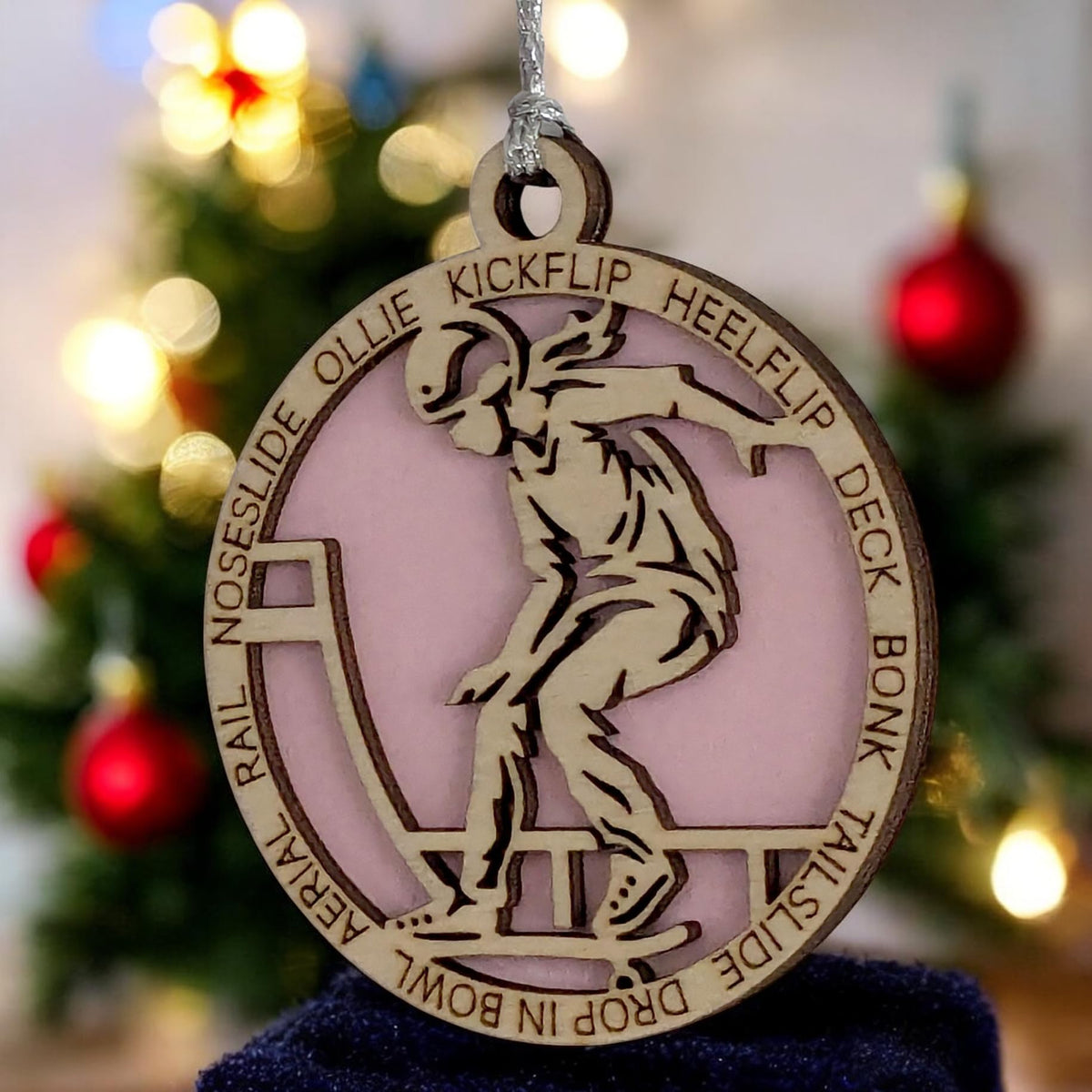 3" Female Skateboarder Christmas Ornament