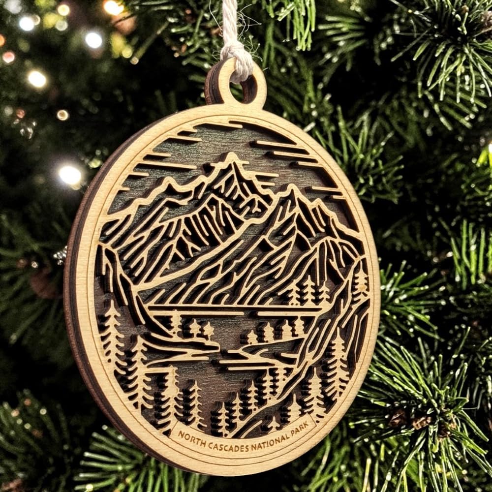 North Cascades National Park 3.5" Wood Christmas Ornament