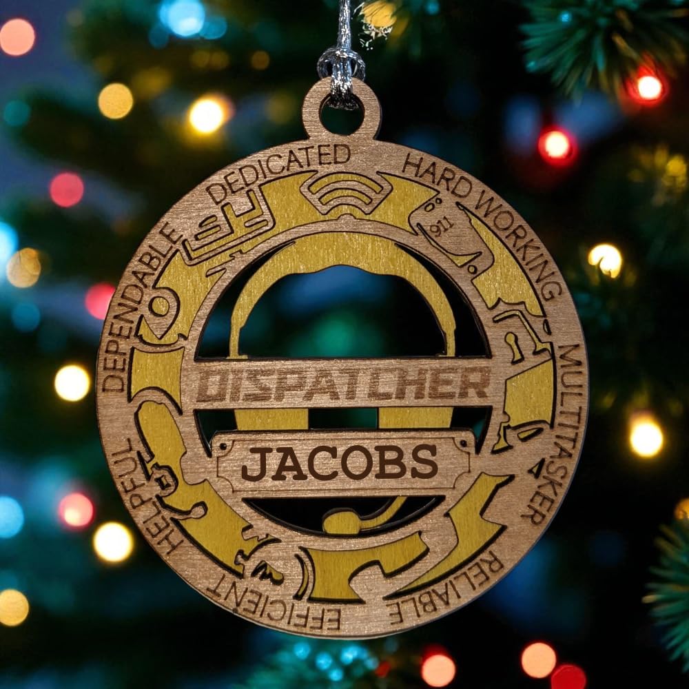 Personalized 3" 911 Dispatcher Wood Ornament - Cut Layer