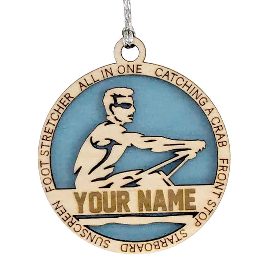 Personalized 3" Male Rowing Christmas Ornament