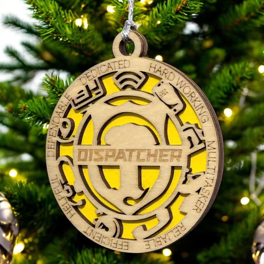 3" 911 Dispatcher Wood Ornament - Solid Backing