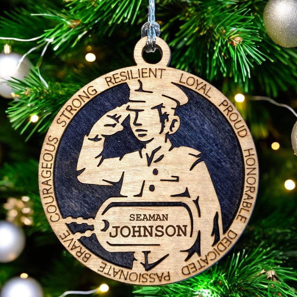 3" Navy Female Sailor Ornament, Formal Uniform, Dog Tag