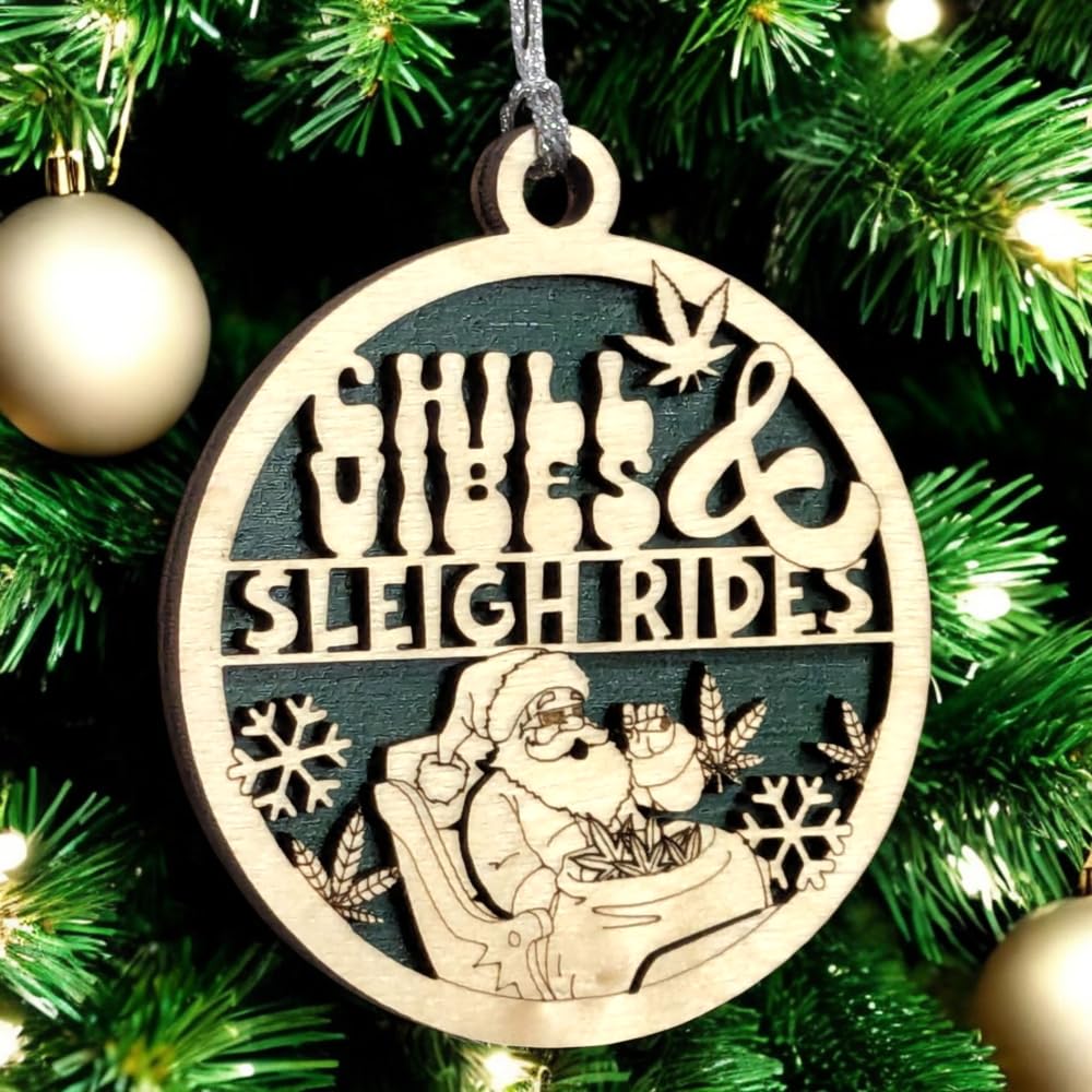 3" "Chill Vibes & Sleigh Rides" Christmas Ornament