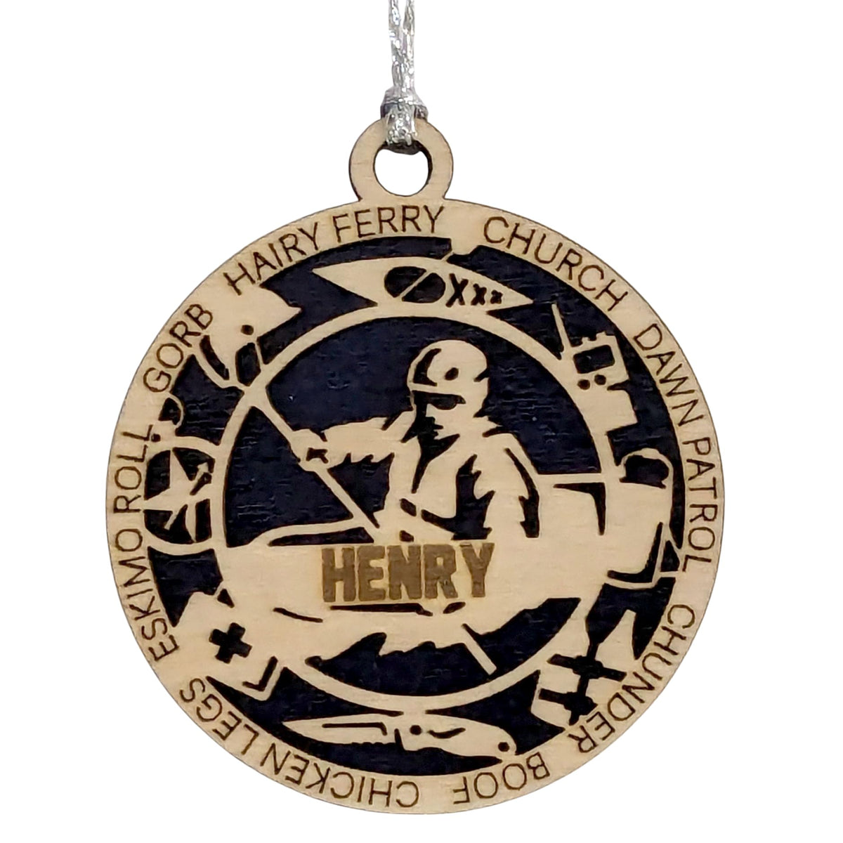 Custom 3" Male Kayaking Icons Ornament