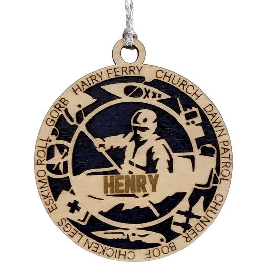 Custom 3" Male Kayaking Icons Ornament