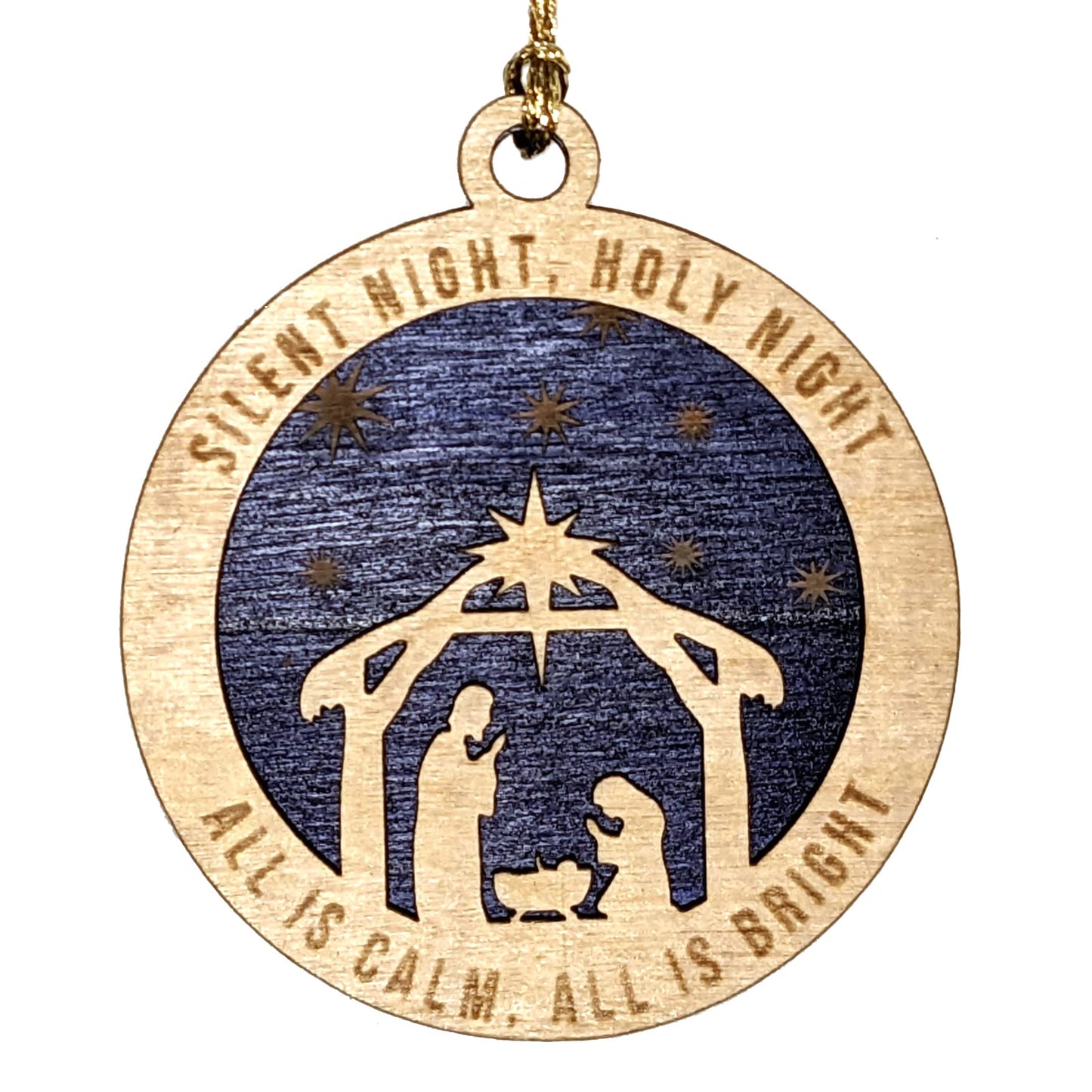 3" Wood Nativity Scene Ornament / Car Charm