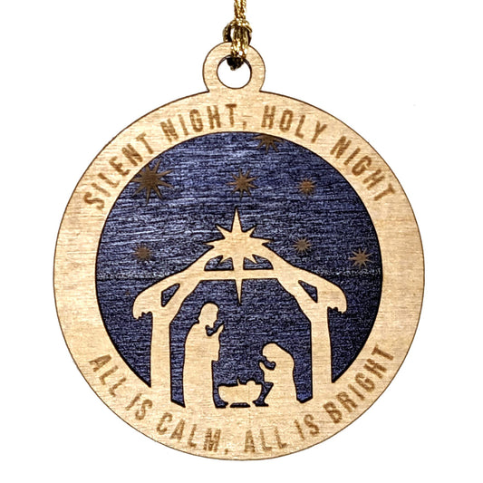 3" Wood Nativity Scene Ornament / Car Charm
