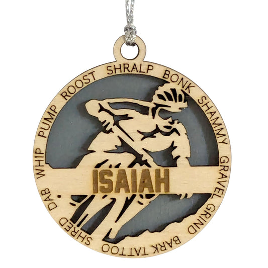 Personalized 3" Mountain Biker Christmas Ornament