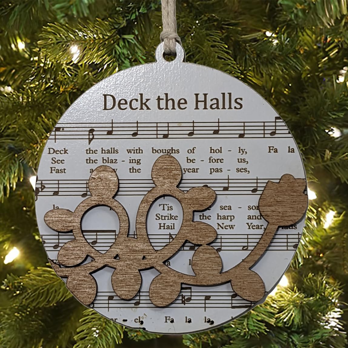 3.5" Deck the Halls Christmas Lights Ornament - USA Made