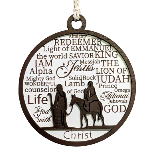 3" Joseph and Mary Journey Wood Christmas Ornament