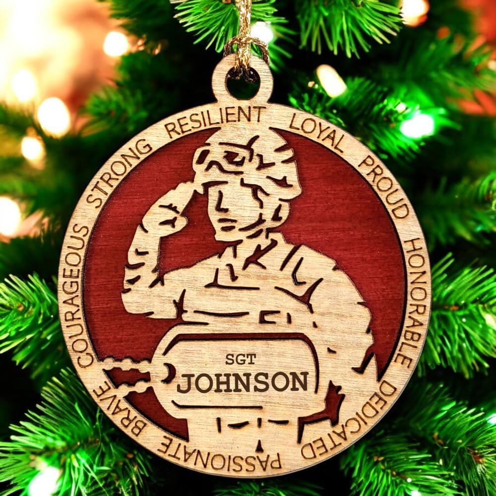 3" Marines Inspired Female Soldier Ornament, Field, Dog Tag