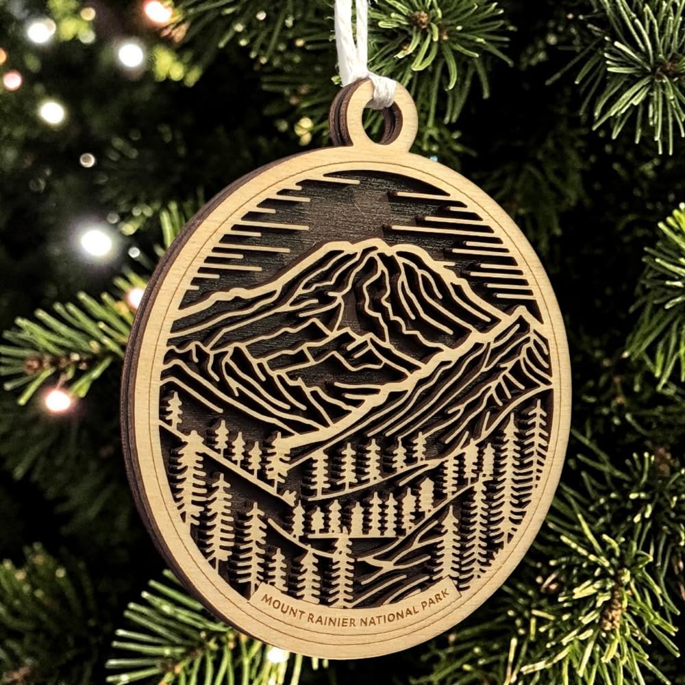 Mount Rainier National Park 3.5" Wood Christmas Ornament