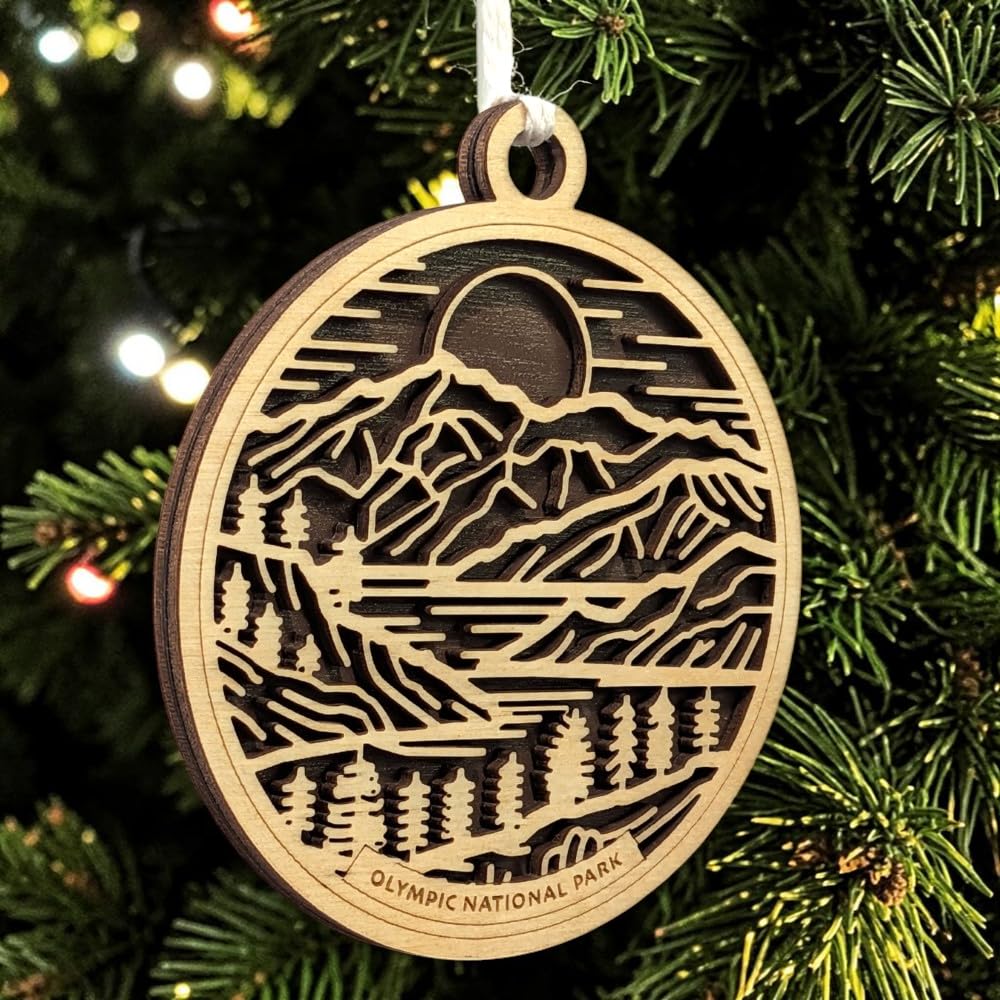 Olympic National Park 3.5" Wood Christmas Ornament