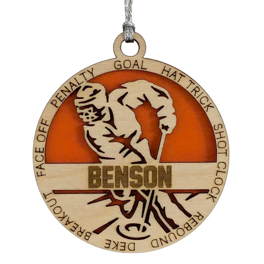 Personalized 3" Male Ringette Christmas Ornament