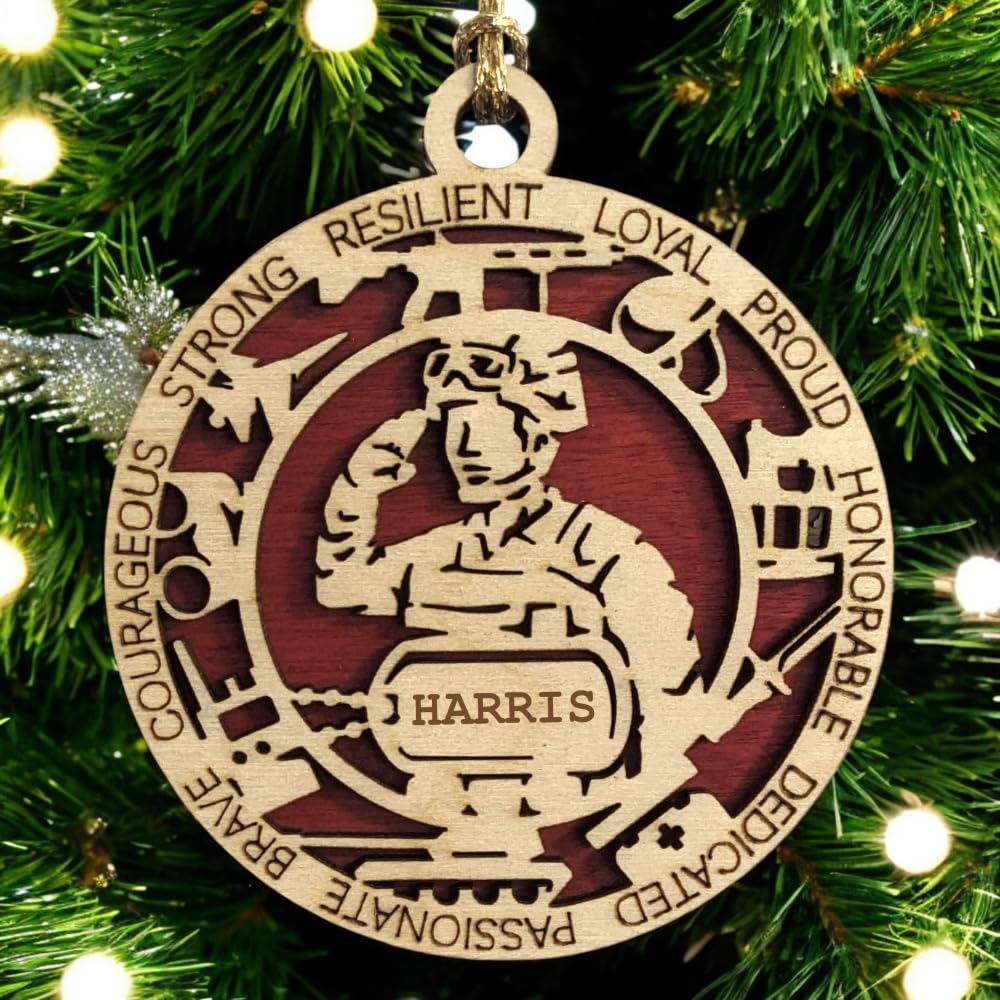 3" Marines Inspired Male Ornament, Field, Icons, Dog Tag
