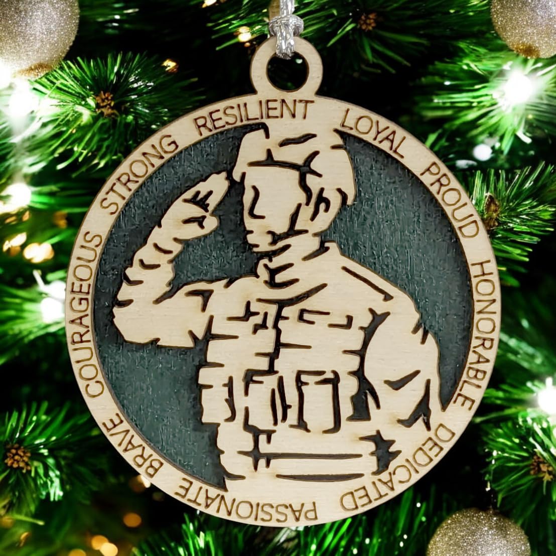 3" Male Army Soldier Wood Ornament