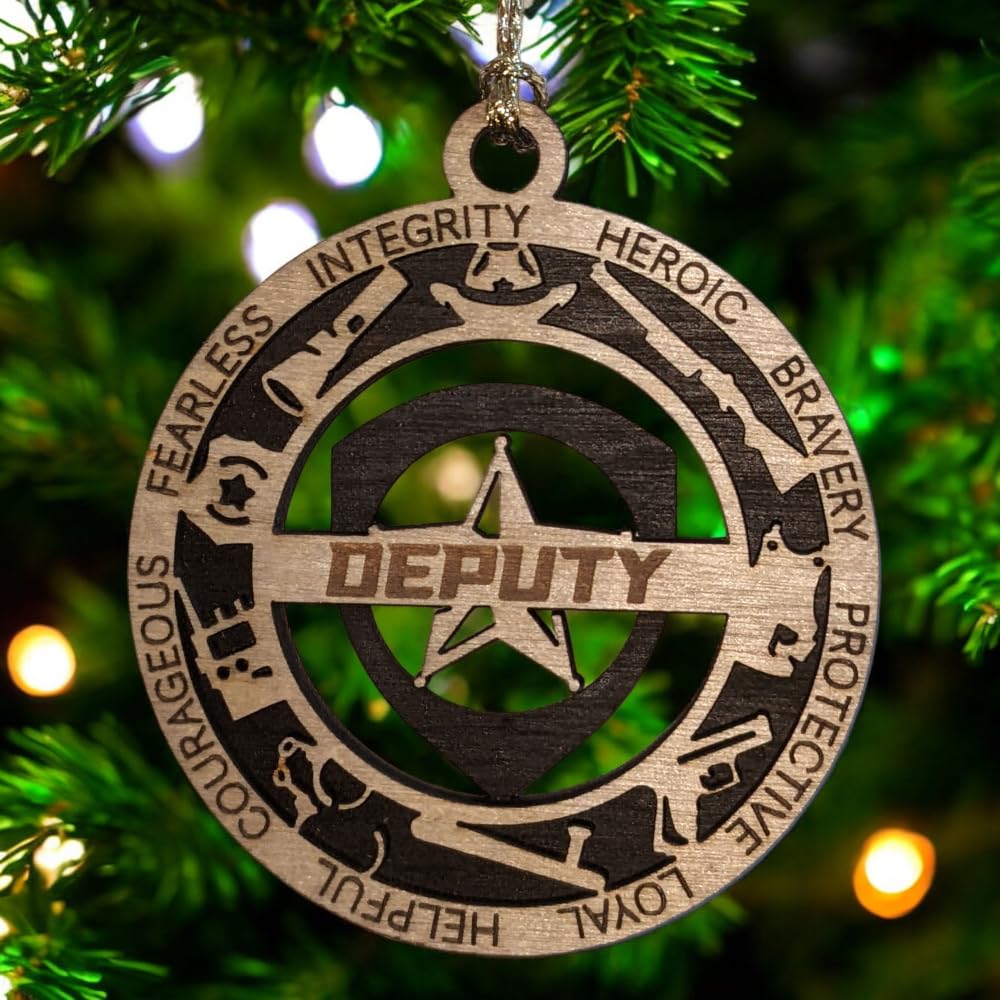3" Deputy 5-Pt Badge Wood Ornament - Cut Layer