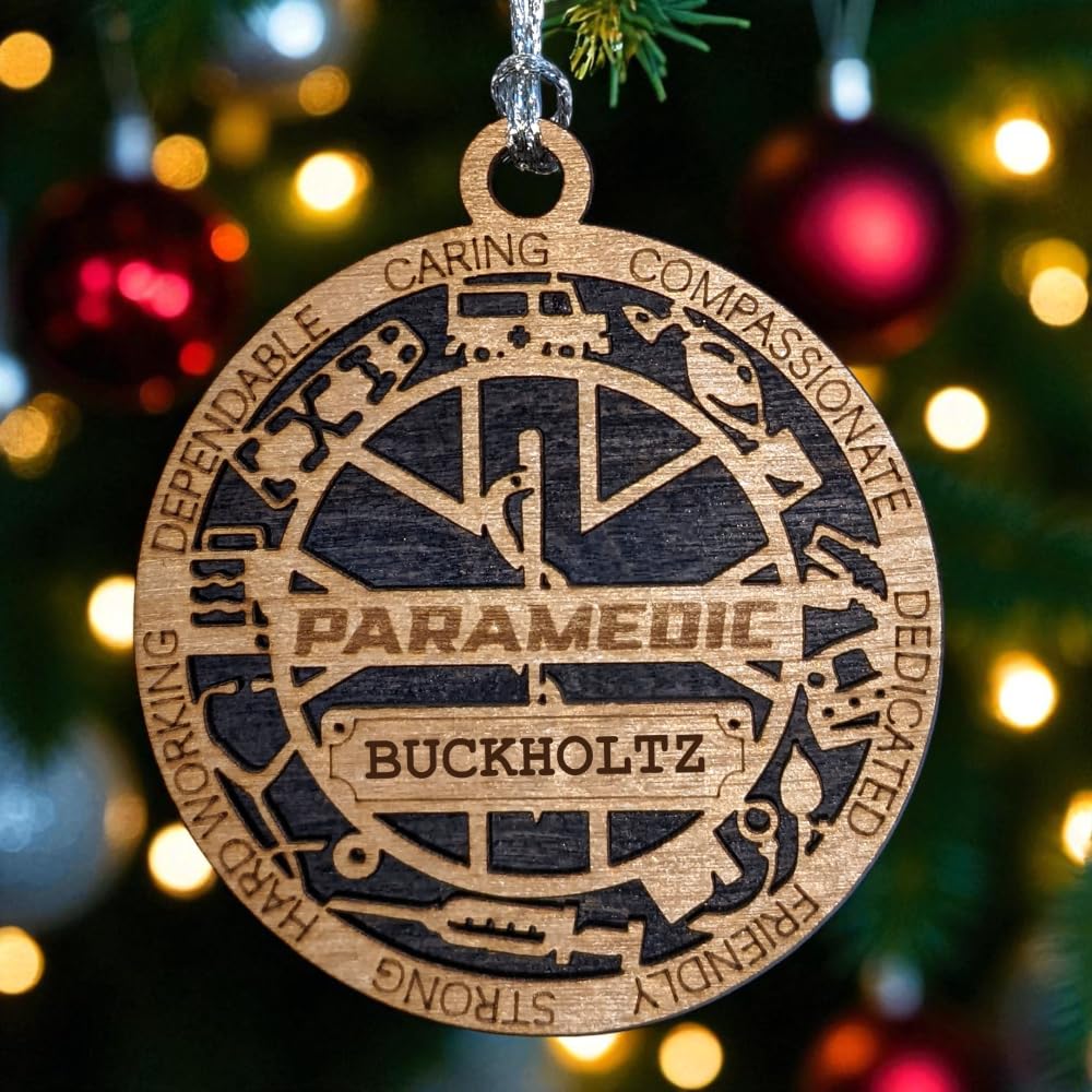 Personalized 3" Paramedic Wood Ornament - Solid Backing