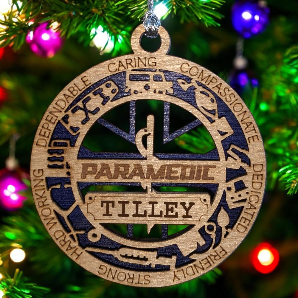 Personalized 3" Paramedic Wood Christmas Ornament - Cut Layer