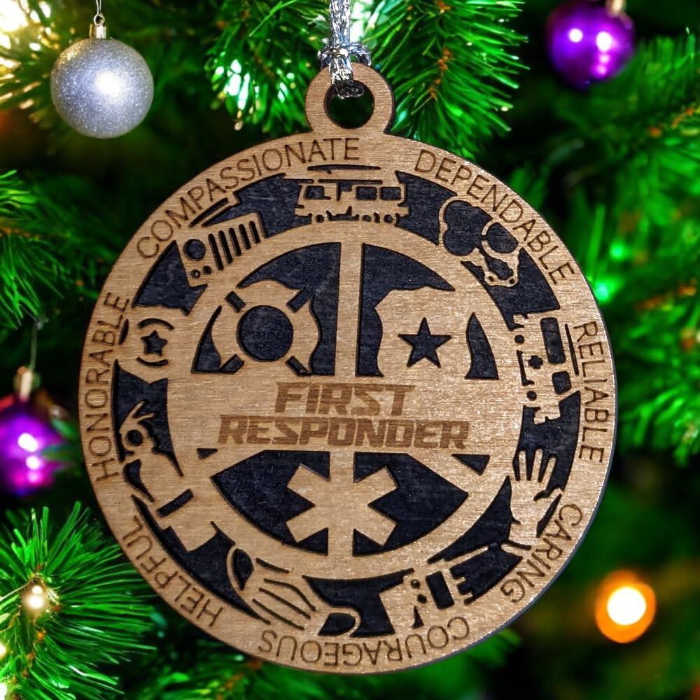 3" First Responder Wood Ornament - Solid Backing