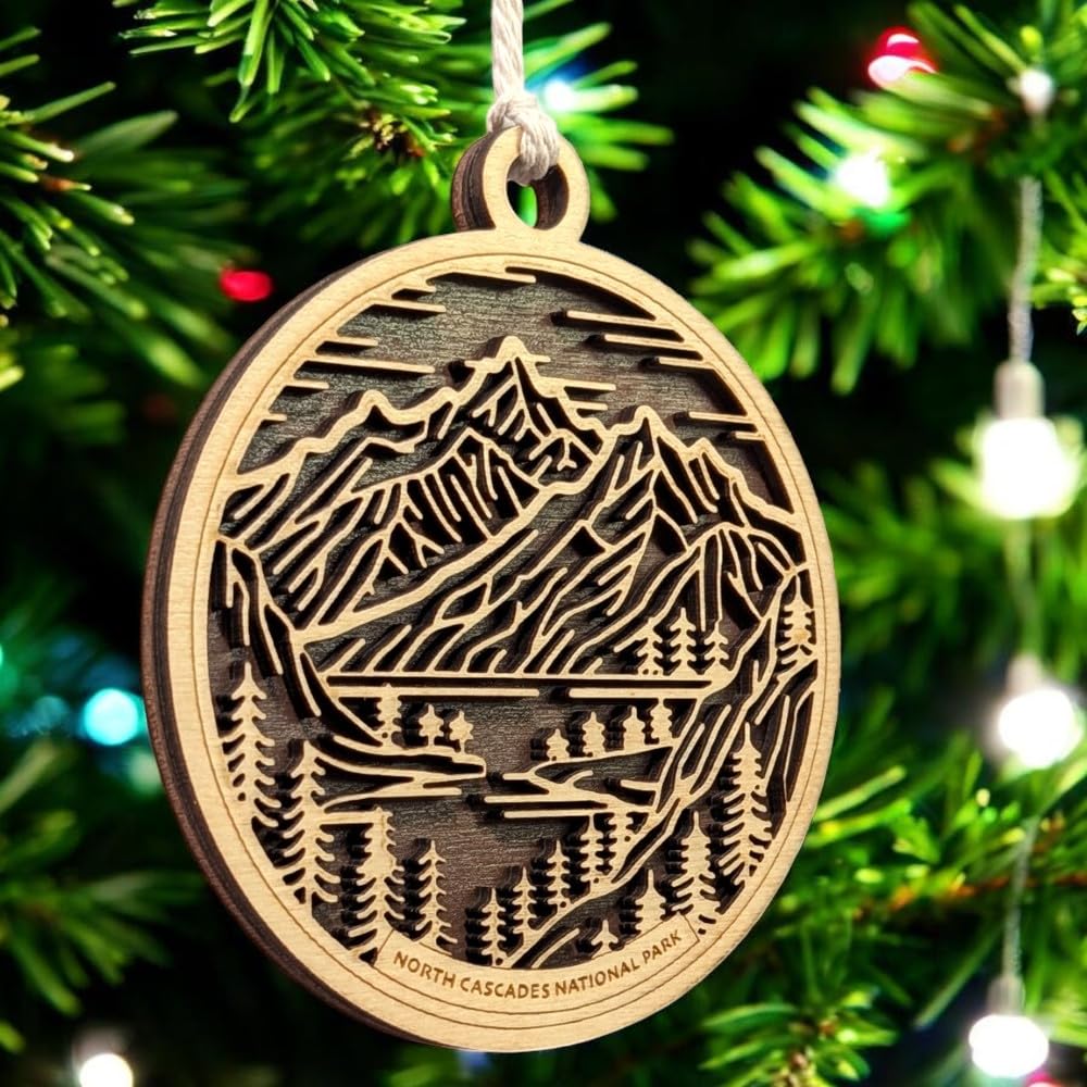 North Cascades National Park 3.5" Wood Christmas Ornament