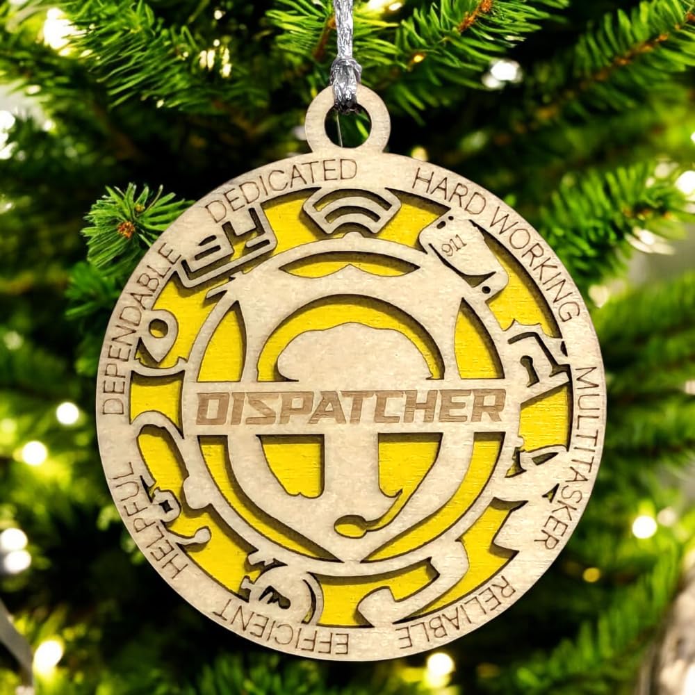3" 911 Dispatcher Wood Ornament - Solid Backing