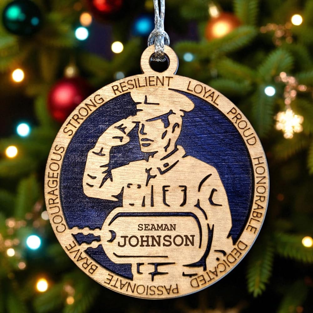 3" Coast Guard Male Sailor Ornament, Formal Uniform, Dog Tag