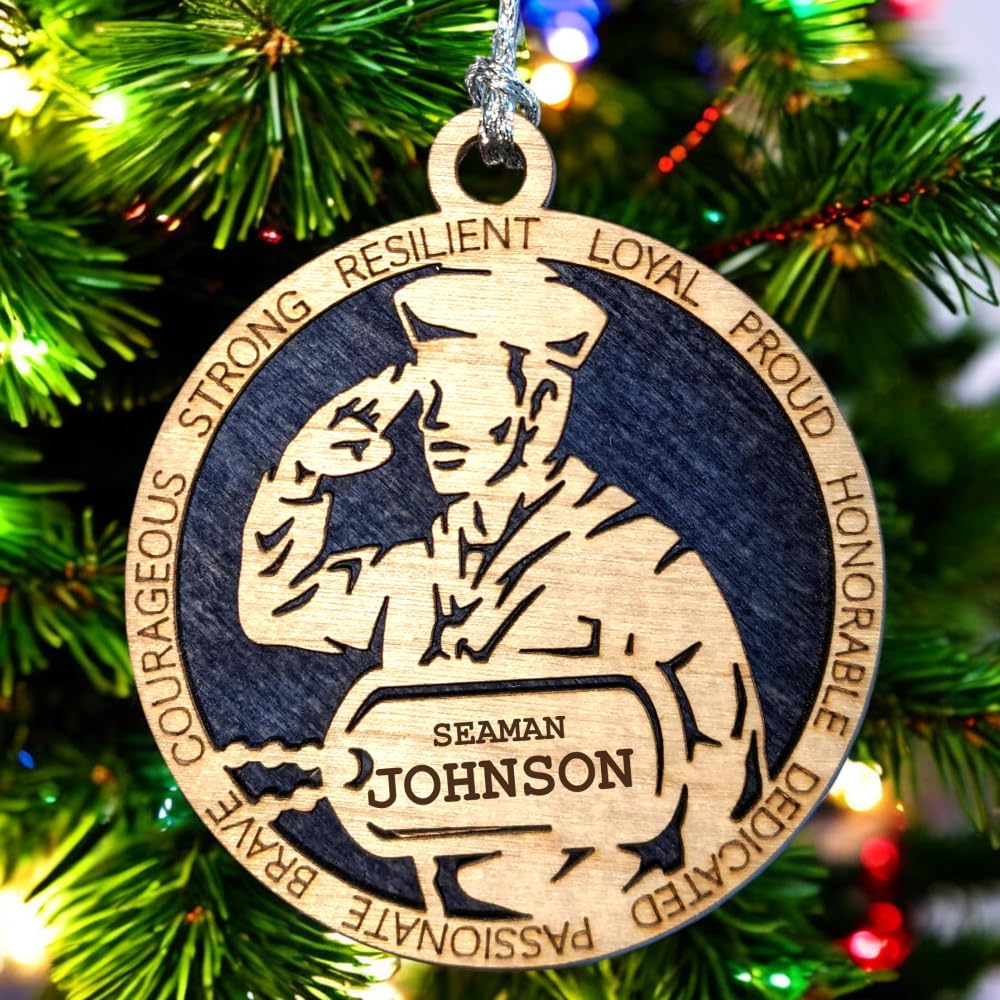 3" Navy Male Sailor Ornament, Field Uniform, Dog Tag